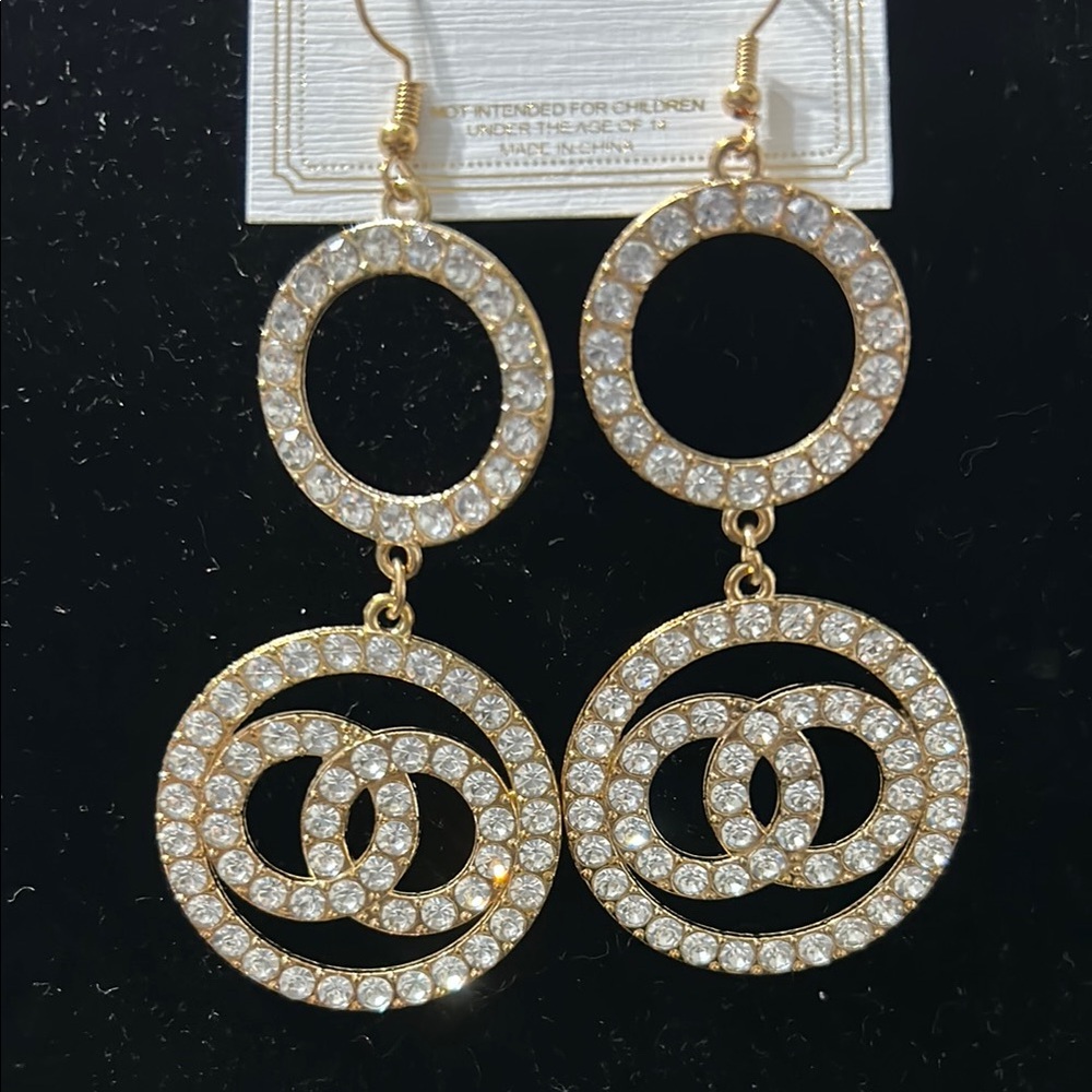 Gold and Silver Hoop Earrings with Crystal Embellishments